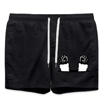 Llama Fists Raise Monkey Rebellion Floor Hole - Swim Trunks - black - Front - AI Model Male 185 light (185cm)