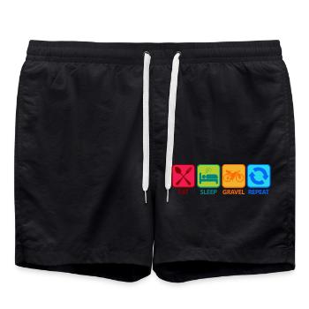 Gravelbike Gravel Rennrad Fahrrad Eat Sleep - Badeshorts - Schwarz - Vorne - AI Model Male 185 light (185cm)