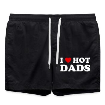 J’aime les papas chauds - J’aime les papas chauds - Papa - Short de bain - noir - Devant - AI Model Male 185 light (185cm)