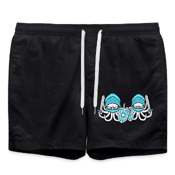 2 Octopus Knight Team Medieval Shield Sword - Swim Trunks - black - Front - AI Model Male 185 light (185cm)