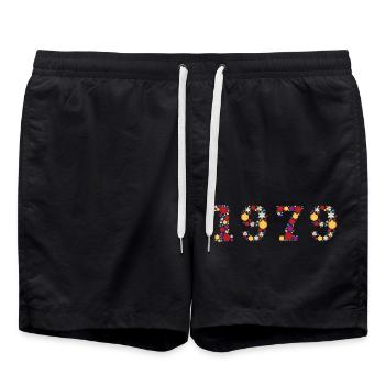Année 1979 Fleurs - Short de bain - noir - Devant - AI Model Male 185 light (185cm)