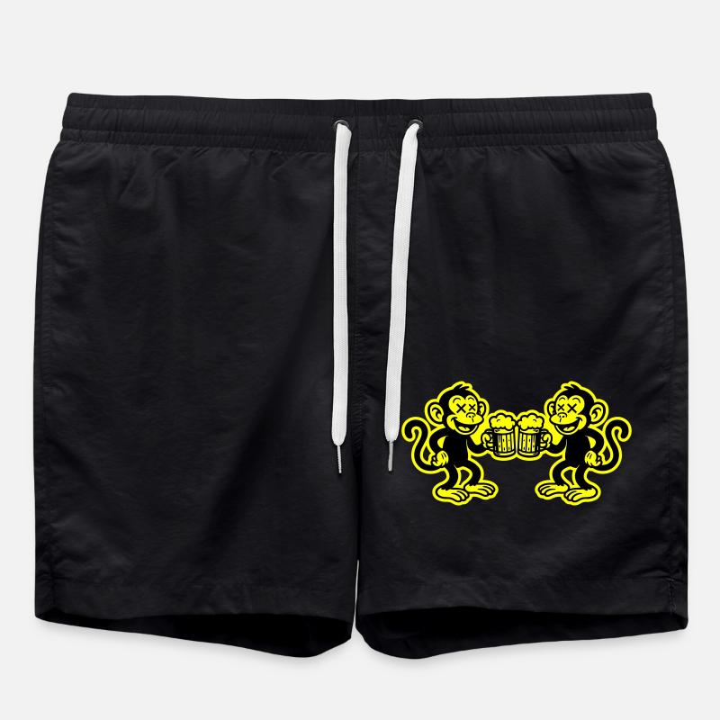 Beer Monkey Funny - Swim Trunks - black