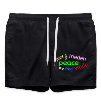Frieden Wortwolke - Badeshorts - Schwarz - Vorne - AI Model Male 185 light (185cm)