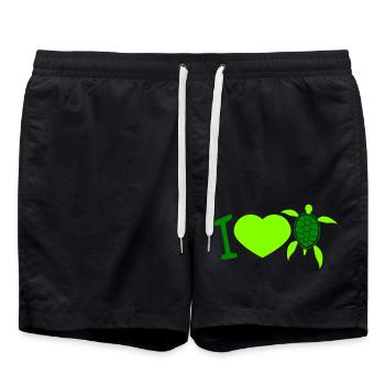 Turtle I Love Heart Symbol Love Logo Cute Cool - Swim Trunks - black - Front - AI Model Male 185 light (185cm)