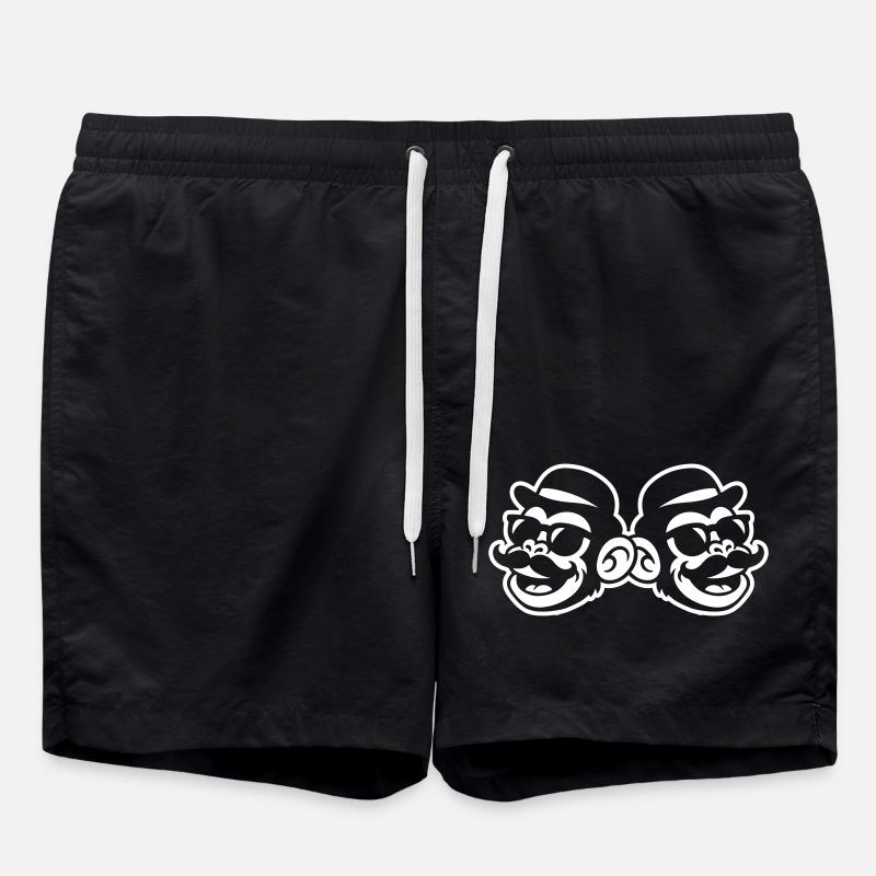 Monkey Mustache Funny - Swim Trunks - black
