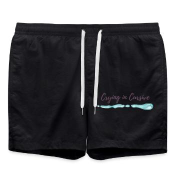 Weinen im kursiven Hemd – Soft Girl Sad Ästhetik - Badeshorts - Schwarz - Vorne - AI Model Male 185 light (185cm)