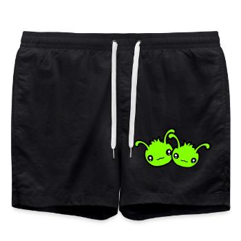 2 Chenille Alien Monster Team Amis Couple Amoureux - Short de bain - noir - Devant - AI Model Male 185 light (185cm)