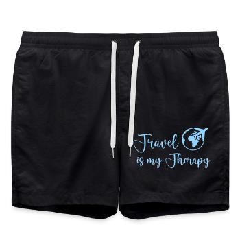 travel is my therapy - Badeshorts - Schwarz - Vorne - AI Model Male 185 light (185cm)