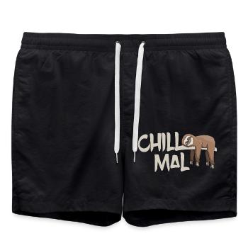 Chill mal Faultier chillen relaxen abhängen - Badeshorts - Schwarz - Vorne - AI Model Male 185 light (185cm)