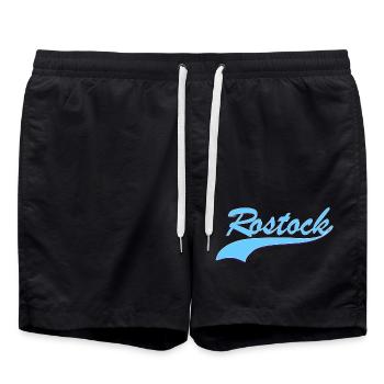 lettrage rétro Rostock - Short de bain - noir - Devant - AI Model Male 185 light (185cm)