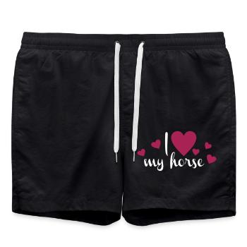 J’aime mon cheval - Short de bain - noir - Devant - AI Model Male 185 light (185cm)