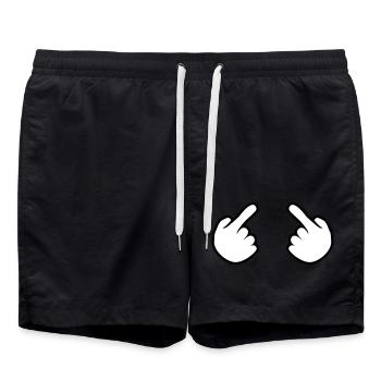 2 haende ich kontur hand comic cartoon zeigen zeig - Badeshorts - Schwarz - Vorne - AI Model Male 185 light (185cm)
