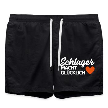 Schlager macht glücklich deutscher Schlager Spruch - Badeshorts - Schwarz - Vorne - AI Model Male 185 light (185cm)
