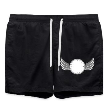star circle frame round wing ring shield shield - Swim Trunks - black - Front - AI Model Male 185 light (185cm)