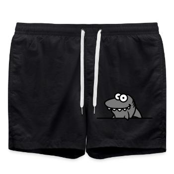 hai lustig schild rahmen mauer zeigen comic cartoo - Badeshorts - Schwarz - Vorne - AI Model Male 185 light (185cm)