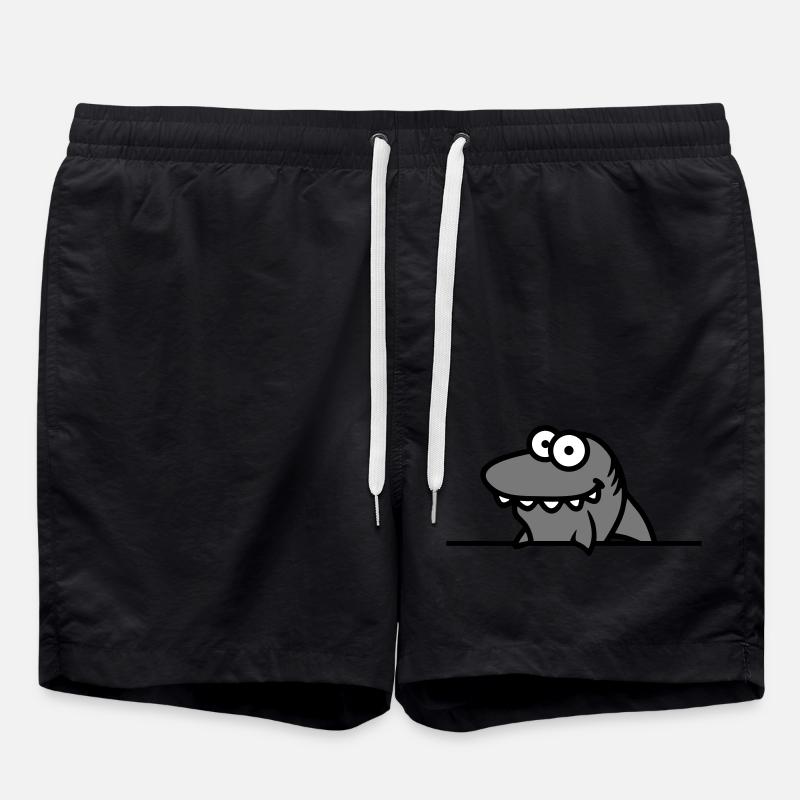 hai lustig schild rahmen mauer zeigen comic cartoo - Badeshorts - Schwarz