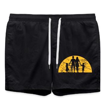 scratch tears vacation sun family vacation 2 children - Swim Trunks - black - Front - AI Model Male 185 light (185cm)