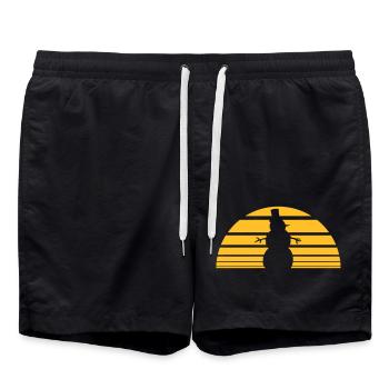 streifen schneemann sonne warm sommer heiss schmel - Badeshorts - Schwarz - Vorne - AI Model Male 185 light (185cm)