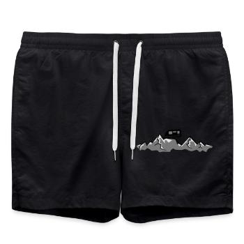 camp , camping, camping , caravan, trekking , hiki - Badeshorts - Schwarz - Vorne - AI Model Male 185 light (185cm)