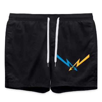 2 flashes pattern electric current energy starkstro - Swim Trunks - black - Front - AI Model Male 185 light (185cm)