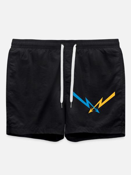2 blitze muster elektrisch strom energie starkstro - Badeshorts - Schwarz