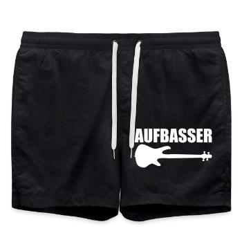 Bass Player Gift AUFBASSER BASS PLAYER Bassist - Badeshorts - Schwarz - Vorne - AI Model Male 185 light (185cm)