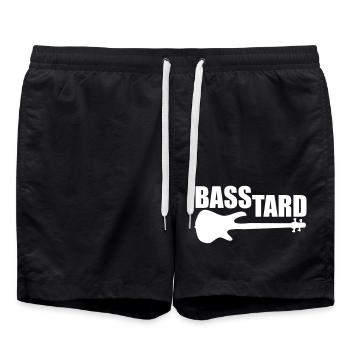 Bass Player gift BASSTARD Bassist Geschenk - Badeshorts - Schwarz - Vorne - AI Model Male 185 light (185cm)