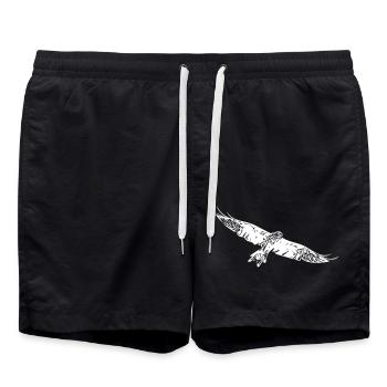 Bird of prey on broad wings - Swim Trunks - black - Front - AI Model Male 185 light (185cm)