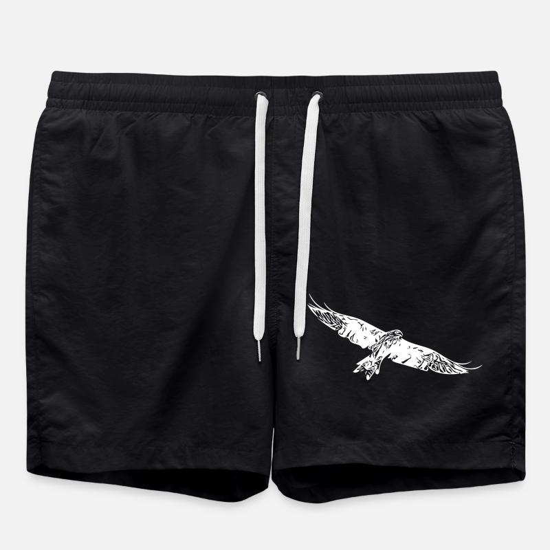 Greifvogel auf breiten Schwingen - Badeshorts - Schwarz