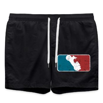 Simson Schwalbe Baseballdesign Logo - Badeshorts - Schwarz - Vorne - AI Model Male 185 light (185cm)