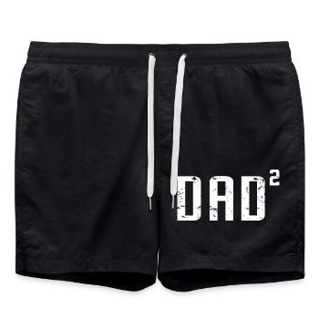 DAD von 2 - lustige Vatertagsgeschenk - Papa zwei Kinder - Badeshorts - Schwarz - Vorne - AI Model Male 185 light (185cm)