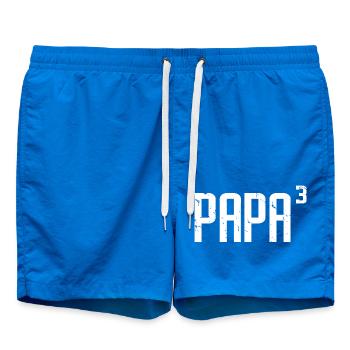Papa Of Three Kids, Father's Day Gift, Dad Of 3 - Swim Trunks - cobalt blue - Front
