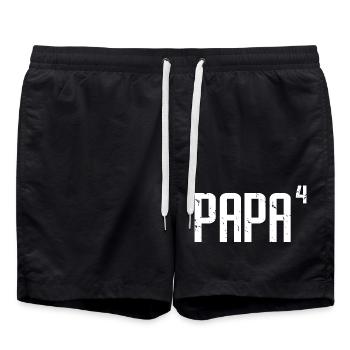 Papa Of Four Fun Gift For All Father's With 4 Kids - Swim Trunks - black - Front - AI Model Male 185 light (185cm)