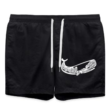 Vector Whale Drawing Style - Swim Trunks - black - Front - AI Model Male 185 light (185cm)