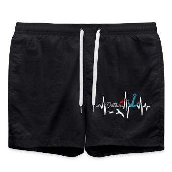 Ostsee Heartbeat Anker - Maritim - Badeshorts - Schwarz - Vorne - AI Model Male 185 light (185cm)