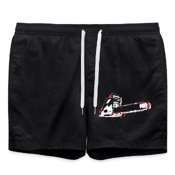 bloody chainsaw chainsaw lumberjack forest word - Swim Trunks - black - Front - AI Model Male 185 light (185cm)