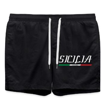SICILY SICILIA ITALY ITALIA HOLIDAY ISLAND (w) - Swim Trunks - black - Front - AI Model Male 185 light (185cm)