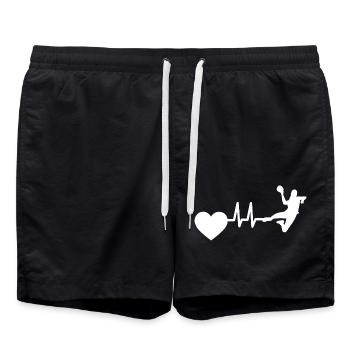 Handball EKG Handballer Herzschlag Handballspieler - Badeshorts - Schwarz - Vorne - AI Model Male 185 light (185cm)