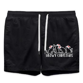 Meowy Christmas Funny Xmas Cat Lovers Gift - Swim Trunks - black - Front - AI Model Male 185 light (185cm)