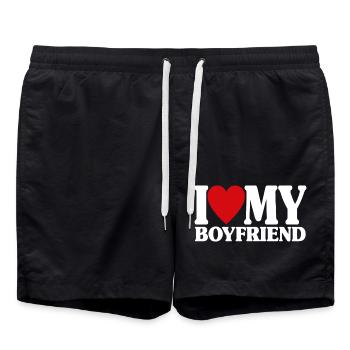 I Love My Boyfriend Matching Valentine's Day Gift - Swim Trunks - black - Front - AI Model Male 185 light (185cm)