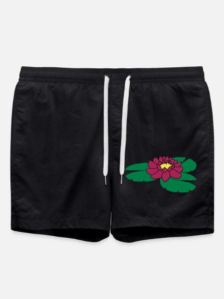 Water Lily Pond Flower - Swim Trunks - black