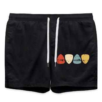 Guitare - Basse - Plectre - Vintage Retrocolor - Short de bain - noir - Devant - AI Model Male 185 light (185cm)