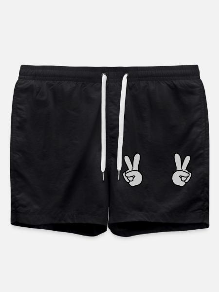 2 Peace Hände - Badeshorts - Schwarz