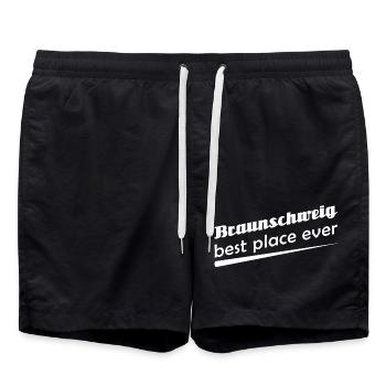 Braunschweig - best place ever - Badeshorts - Schwarz - Vorne - AI Model Male 185 light (185cm)