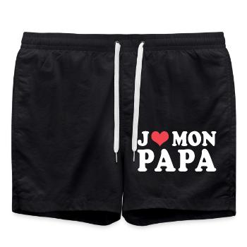 Cadeau papa j aime mon papa - Short de bain - noir - Devant - AI Model Male 185 light (185cm)