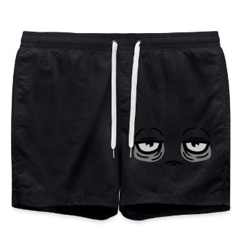 Funny tired face - Swim Trunks - black - Front - AI Model Male 185 light (185cm)