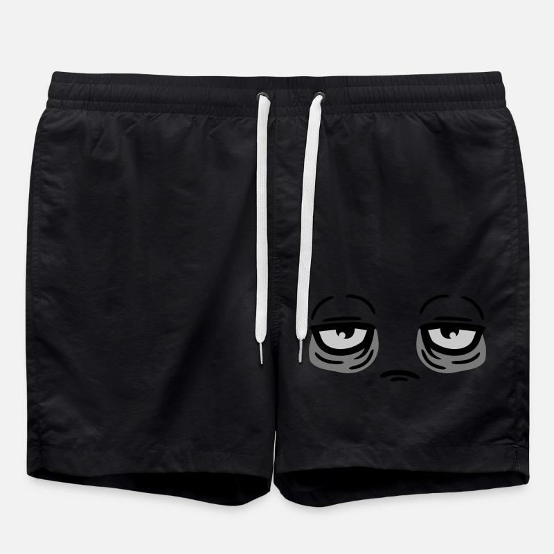 Funny tired face - Swim Trunks - black