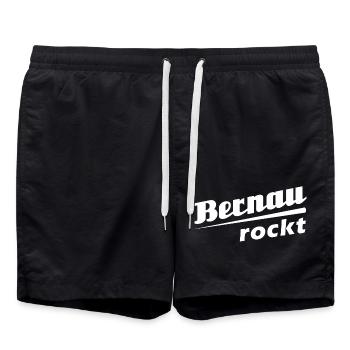 Bernau rockt - Textdesign mit Stadtnamen - Badeshorts - Schwarz - Vorne - AI Model Male 185 light (185cm)