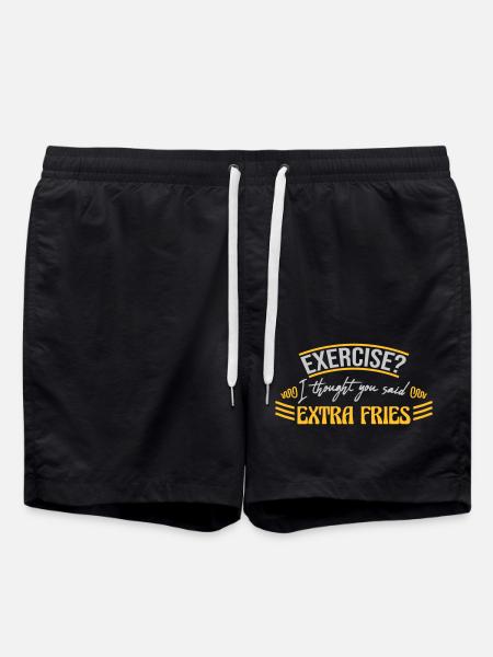 Exercise Extra Fries Quote - Swim Trunks - black