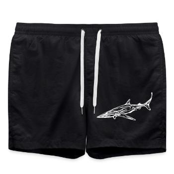 Elegant vintage deep sea shark - Swim Trunks - black - Front - AI Model Male 185 light (185cm)